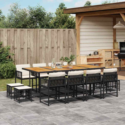 Set da Pranzo da Giardino 13pz con Cuscini Nero in Polyrattan | homemem39