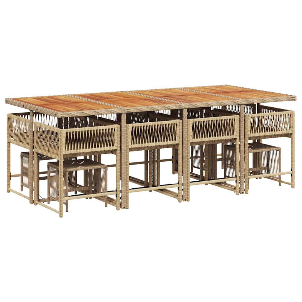 Set da Pranzo da Giardino 13 pz con Cuscini Beige in Polyrattan | homemem39