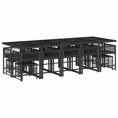 Set da Pranzo da Giardino 15 pz con Cuscini Nero in Polyrattan | homemem39
