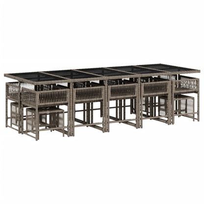 Set da Pranzo da Giardino 15 pz con Cuscini Grigio Polyrattan | homemem39
