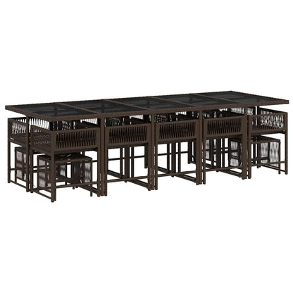 Set da Pranzo da Giardino 15 pz con Cuscini Marrone Polyrattan | homemem39