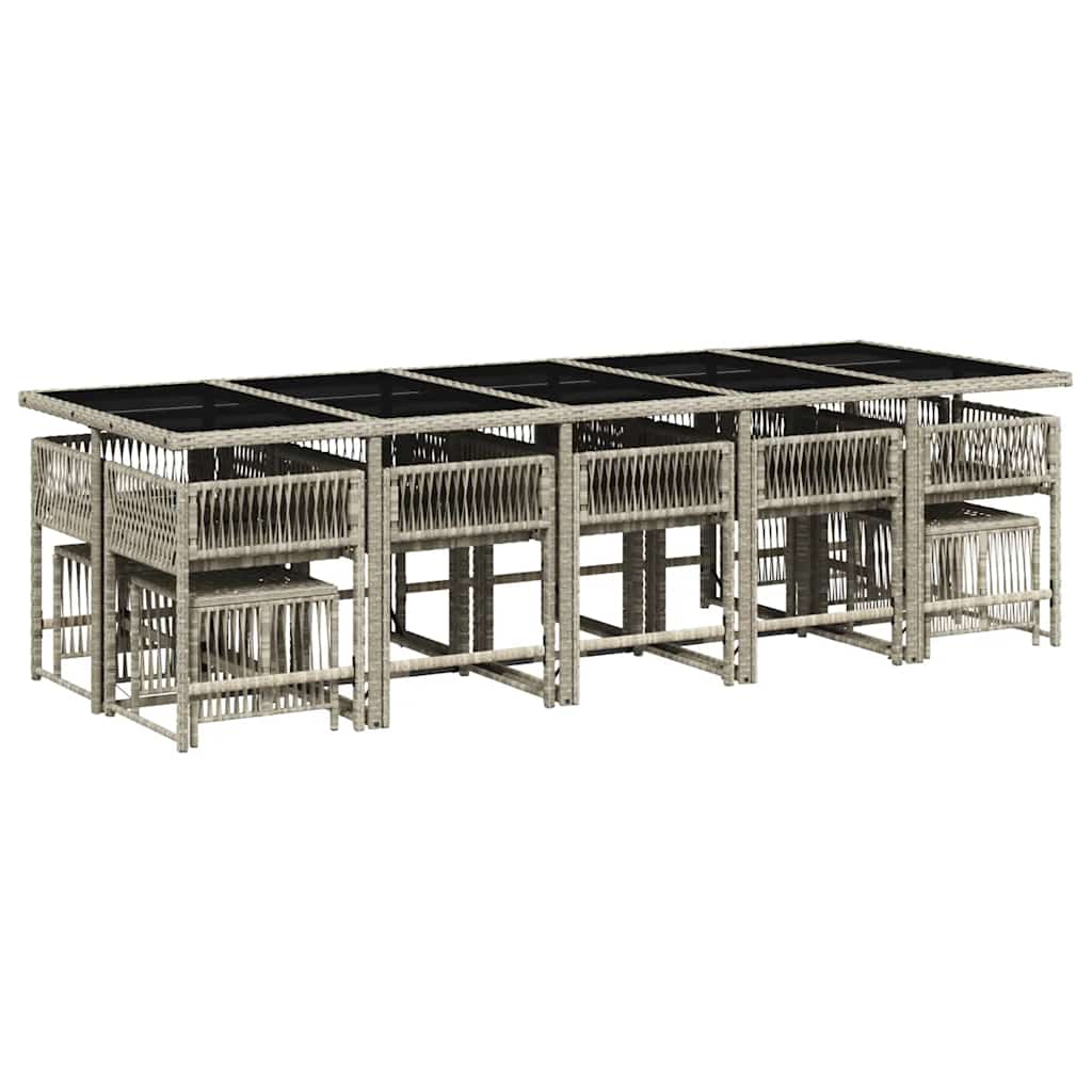 Set da Pranzo da Giardino 15 pz con Cuscini Grigio Polyrattan | homemem39