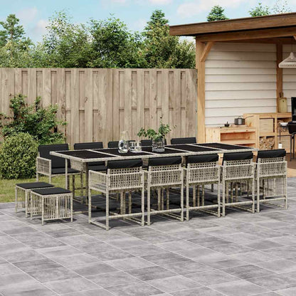 Set da Pranzo da Giardino 15 pz con Cuscini Grigio Polyrattan | homemem39