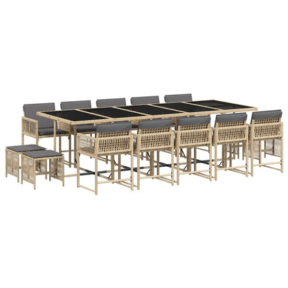 Set Pranzo da Giardino 15 pz con Cuscini Beige Misto Polyrattan | homemem39