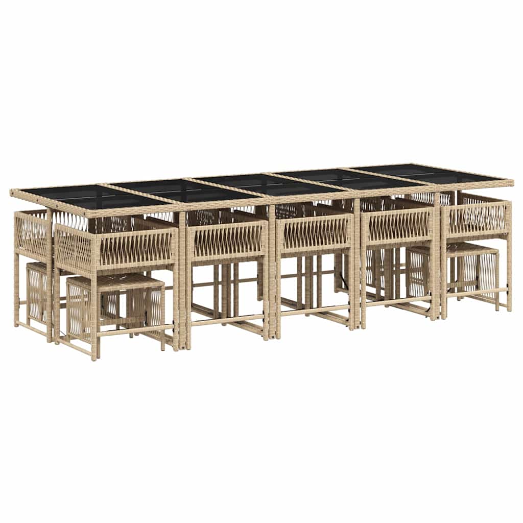 Set Pranzo da Giardino 15 pz con Cuscini Beige Misto Polyrattan | homemem39