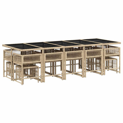 Set Pranzo da Giardino 15 pz con Cuscini Beige Misto Polyrattan | homemem39