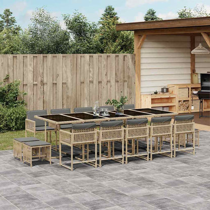 Set Pranzo da Giardino 15 pz con Cuscini Beige Misto Polyrattan | homemem39