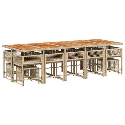 Set da Pranzo da Giardino 15 pz con Cuscini Beige in Polyrattan | homemem39