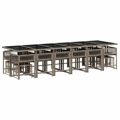 Set da Pranzo da Giardino 17pz con Cuscini Grigio in Polyrattan | homemem39