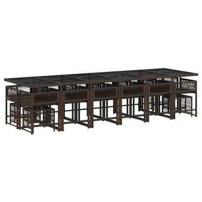 Set da Pranzo da Giardino 17 pz con Cuscini Marrone Polyrattan | homemem39