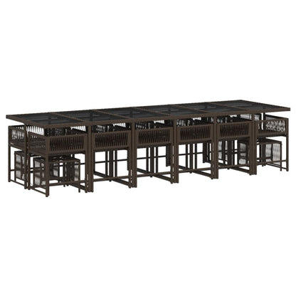 Set da Pranzo da Giardino 17 pz con Cuscini Marrone Polyrattan - homemem39