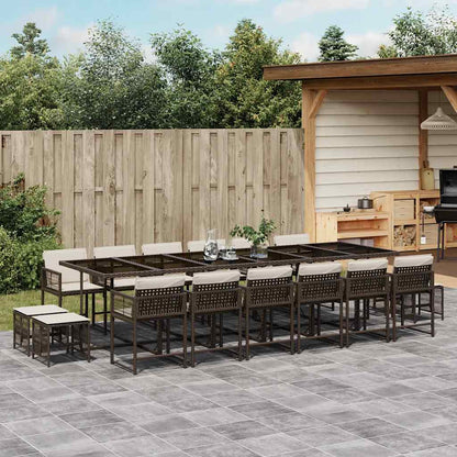 Set da Pranzo da Giardino 17 pz con Cuscini Marrone Polyrattan | homemem39