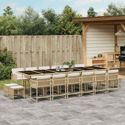 Set da Pranzo da Giardino 17 pz con Cuscini Beige in Polyrattan | homemem39