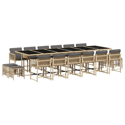 Set Pranzo da Giardino 17 pz con Cuscini Beige Misto Polyrattan | homemem39