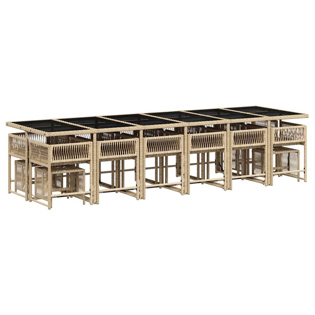 Set Pranzo da Giardino 17 pz con Cuscini Beige Misto Polyrattan | homemem39