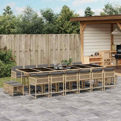 Set Pranzo da Giardino 17 pz con Cuscini Beige Misto Polyrattan | homemem39