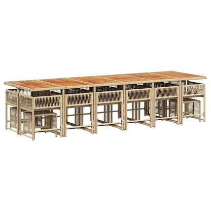 Set da Pranzo da Giardino 17 pz con Cuscini Beige in Polyrattan | homemem39