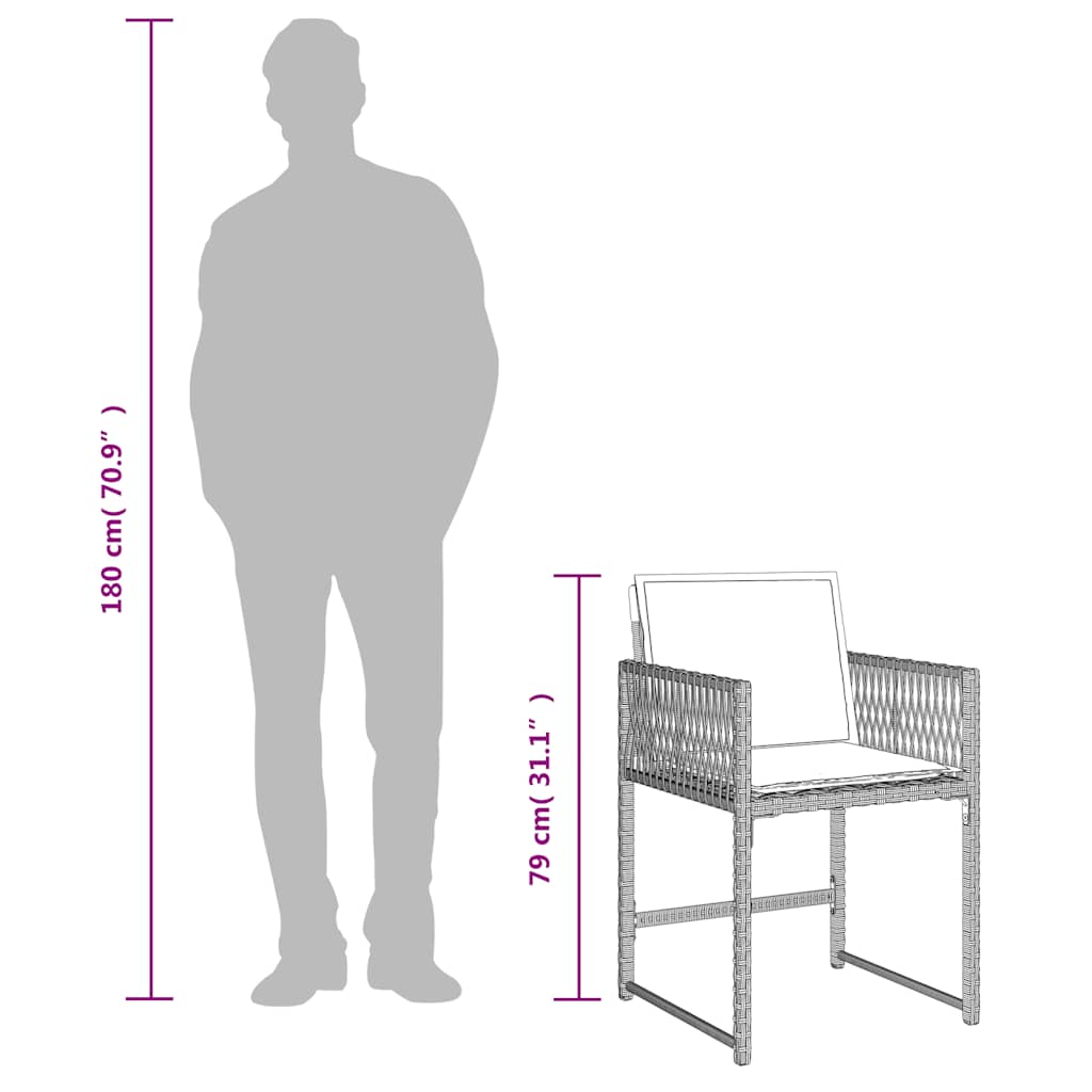 Set Pranzo da Giardino 9pz con Cuscini Grigio Chiaro Polyrattan | homemem39