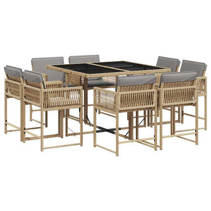 Set Pranzo da Giardino 9 pz con Cuscini Beige Misto Polyrattan | homemem39