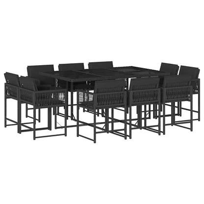 Set da Pranzo da Giardino 11 pz con Cuscini in Polyrattan Nero | homemem39