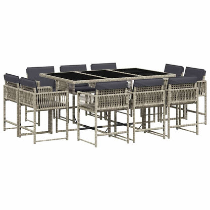 Set Pranzo Giardino 11pz con Cuscini Grigio Chiaro Polyrattan | homemem39