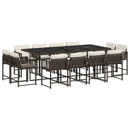 Set da Pranzo da Giardino 13pz con Cuscini Marrone Polyrattan - homemem39