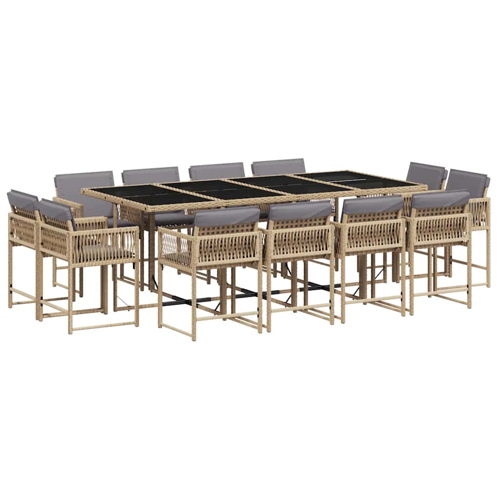 Set Pranzo da Giardino 13 pz con Cuscini Beige Misto Polyrattan | homemem39
