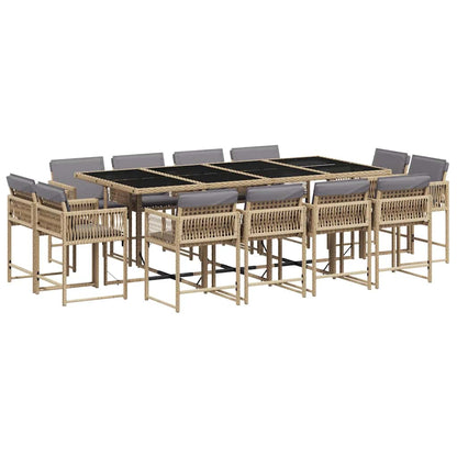 Set Pranzo da Giardino 13 pz con Cuscini Beige Misto Polyrattan | homemem39
