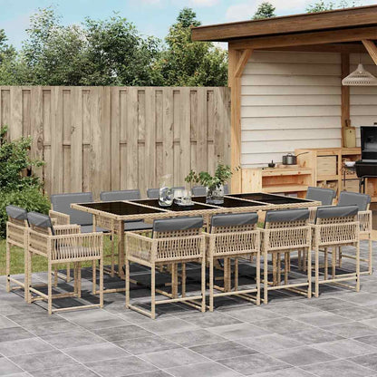 Set Pranzo da Giardino 13 pz con Cuscini Beige Misto Polyrattan - homemem39
