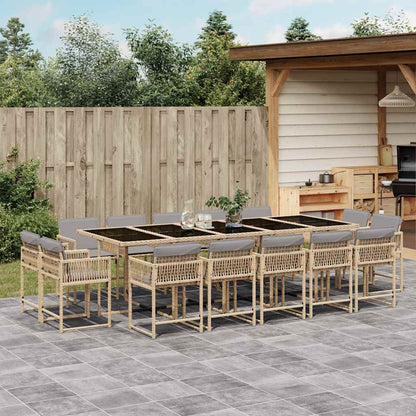 Set Pranzo da Giardino 15 pz con Cuscini Beige Misto Polyrattan | homemem39