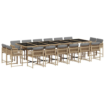 Set Pranzo da Giardino 17 pz con Cuscini Beige Misto Polyrattan | homemem39