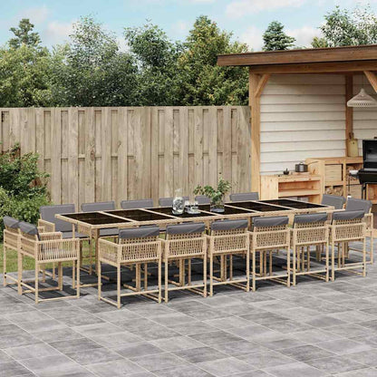 Set Pranzo da Giardino 17 pz con Cuscini Beige Misto Polyrattan | homemem39