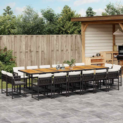 Set da Pranzo da Giardino 17 pz con Cuscini Nero in Polyrattan | homemem39