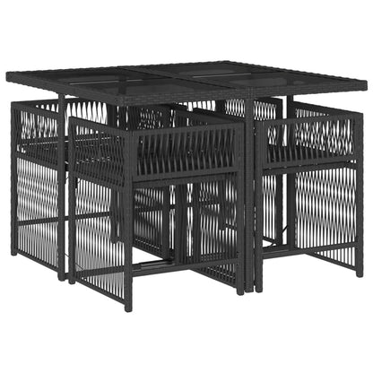 Set da Pranzo da Giardino 5 pz Nero con Cuscini in Polyrattan - homemem39