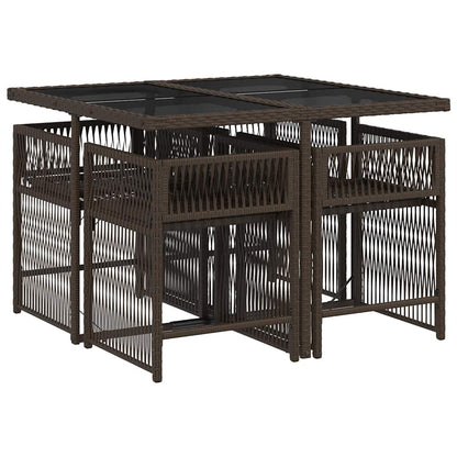 Set da Pranzo da Giardino 5pz con Cuscini in Polyrattan Marrone | homemem39