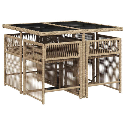Set da Pranzo da Giardino 5 pz con Cuscini Beige in Polyrattan | homemem39