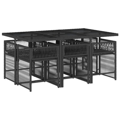 Set da Pranzo da Giardino 7 pz Nero con Cuscini in Polyrattan - homemem39