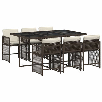 Set da Pranzo da Giardino 7pz con Cuscini in Polyrattan Marrone | homemem39