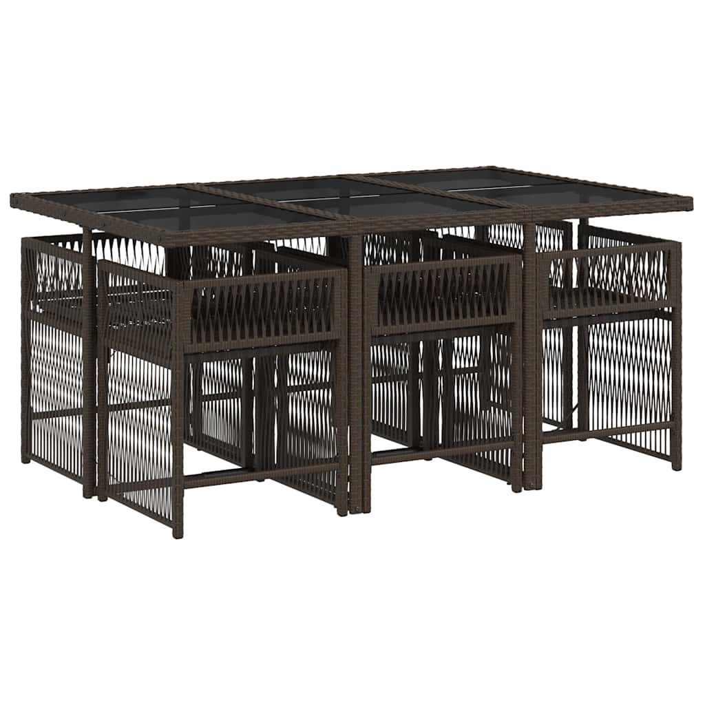 Set da Pranzo da Giardino 7pz con Cuscini in Polyrattan Marrone - homemem39