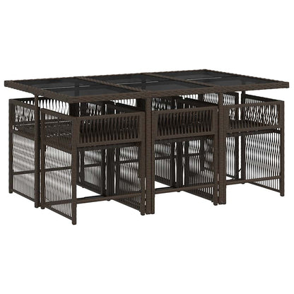 Set da Pranzo da Giardino 7pz con Cuscini in Polyrattan Marrone - homemem39