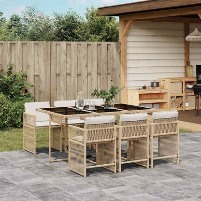 Set da Pranzo da Giardino 7 pz con Cuscini Beige in Polyrattan | homemem39