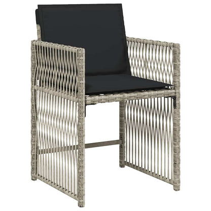 Set da Pranzo da Giardino 7 pz Cuscini Polyrattan Grigio Chiaro | homemem39