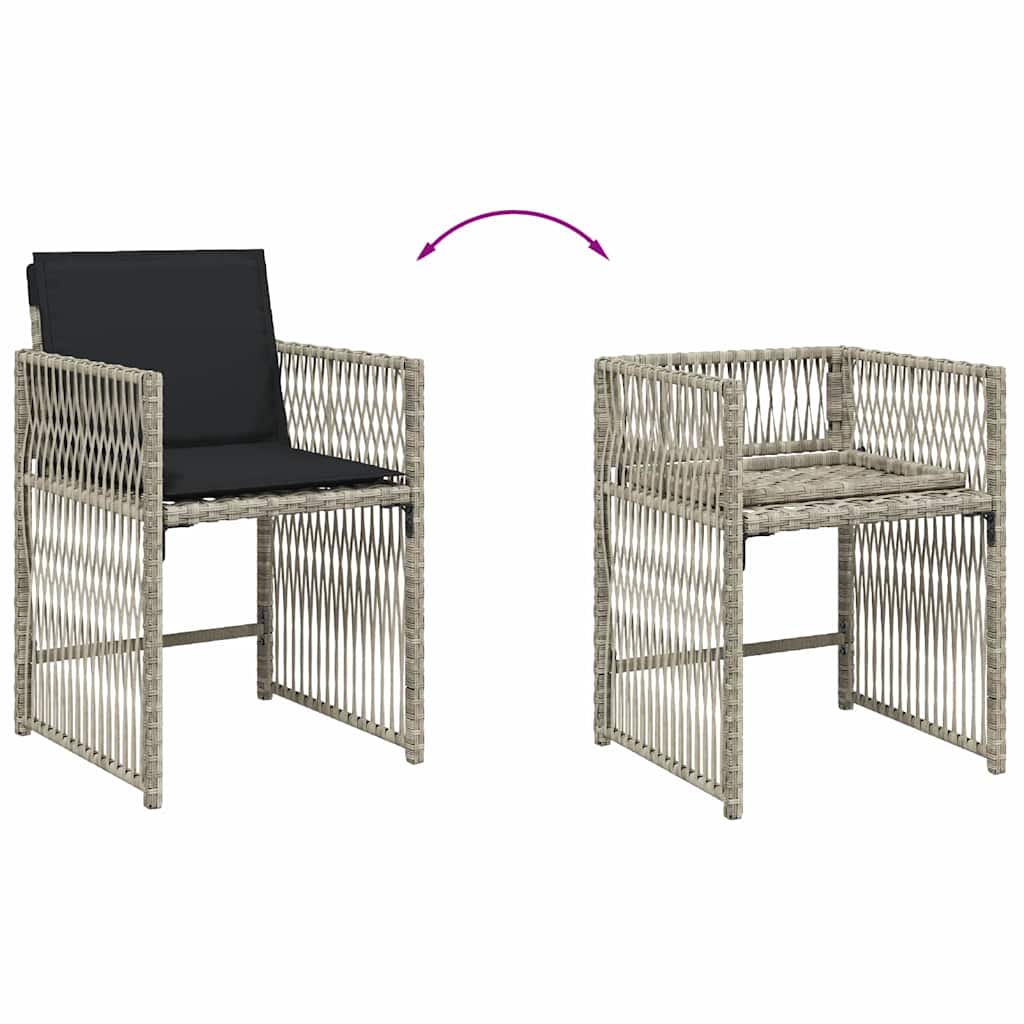 Set da Pranzo da Giardino 7 pz Cuscini Polyrattan Grigio Chiaro | homemem39