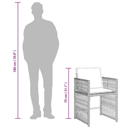 Set da Pranzo da Giardino 7 pz Cuscini Polyrattan Grigio Chiaro | homemem39