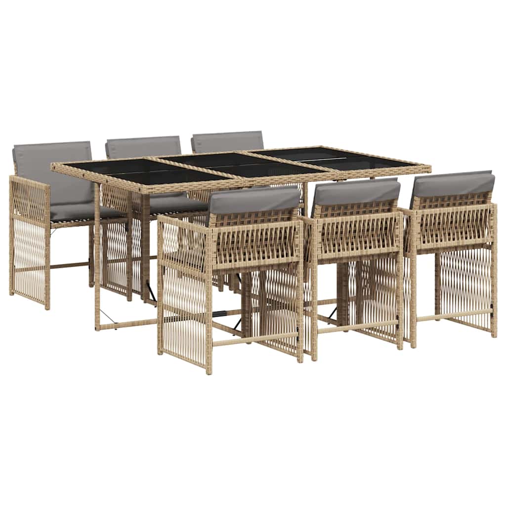 Set Pranzo da Giardino 7 pz con Cuscini Beige Misto Polyrattan | homemem39