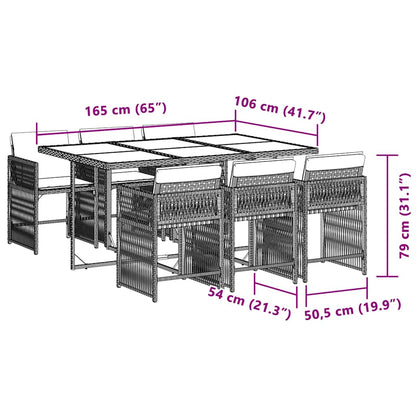 Set Pranzo da Giardino 7 pz con Cuscini Beige Misto Polyrattan - homemem39