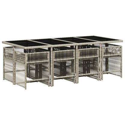 Set Pranzo da Giardino 9pz con Cuscini Grigio Chiaro Polyrattan | homemem39