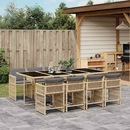 Set Pranzo da Giardino 9 pz con Cuscini Beige Misto Polyrattan | homemem39
