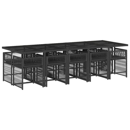 Set da Pranzo da Giardino 11 pz con Cuscini in Polyrattan Nero - homemem39