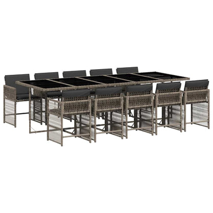 Set da Pranzo da Giardino 11pz con Cuscini in Polyrattan Grigio | homemem39